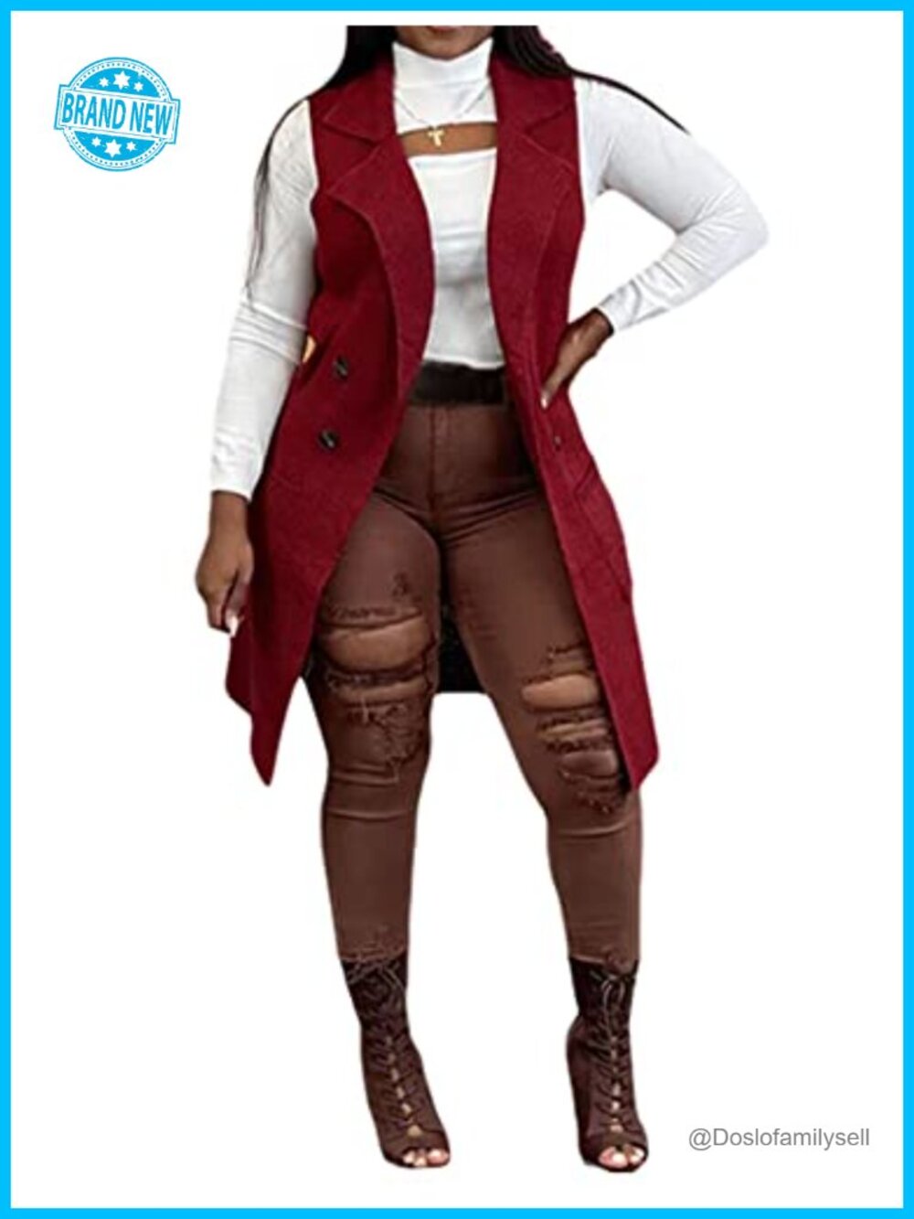 Women's Sleeveless Long Sweater Vest Open Front Cardigan Waistcoat